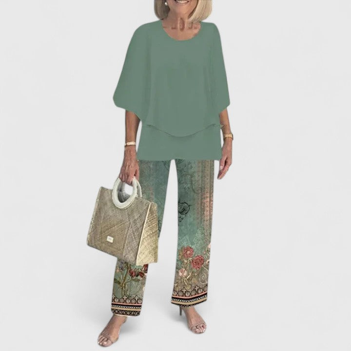 M Women's Casual Pant Sets | Chic Printed Top and Trousers 2