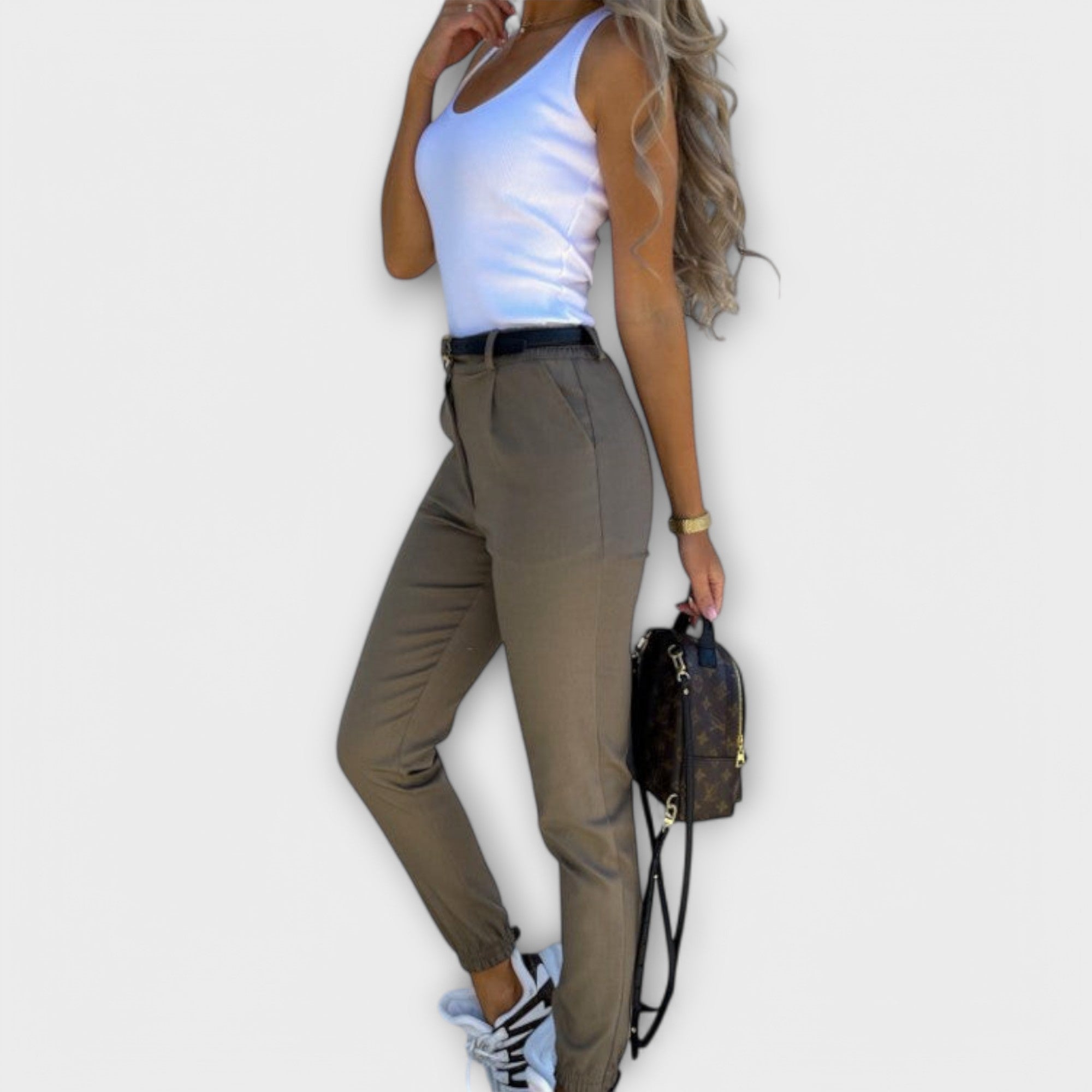 Mela Women's Pants | Ankle-Length Stretch Fabric, Slim Fit 8