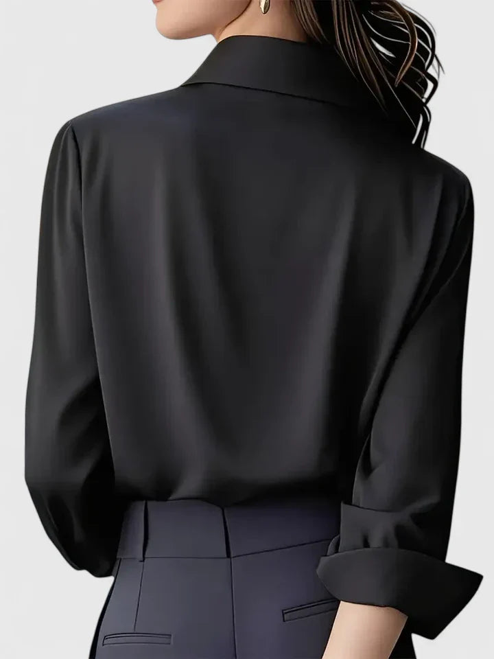 Melvaya Women's Blouse | Elegant Hidden Button Design, Structured Collar 3