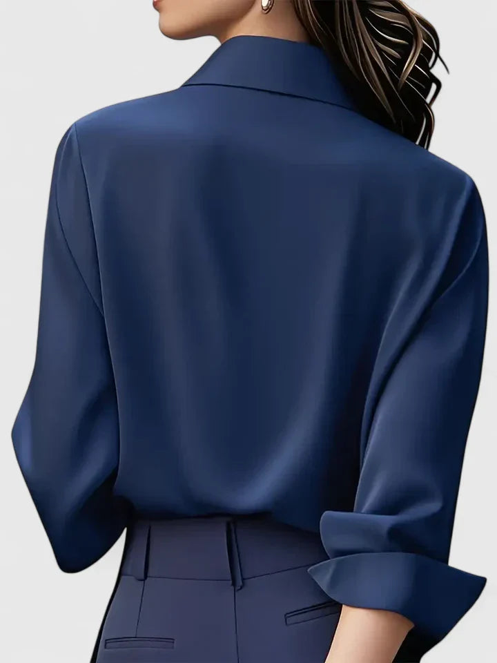Melvaya Women's Blouse | Elegant Hidden Button Design, Structured Collar 6