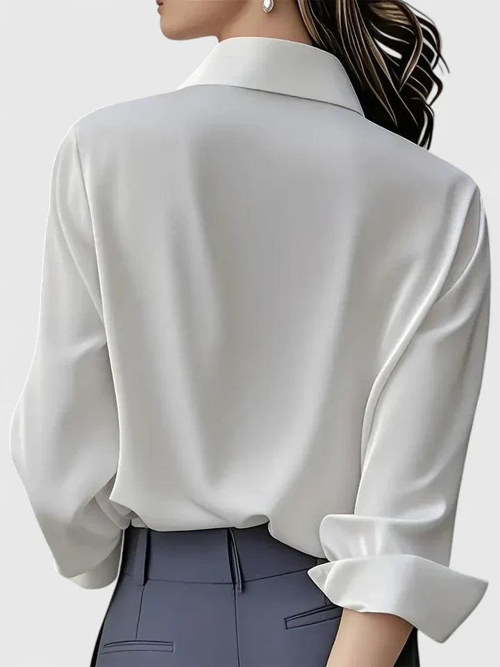 Melvaya Women's Blouse | Elegant Hidden Button Design, Structured Collar 8