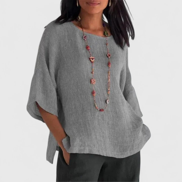Mireille Women's Blouse | Cotton-Linen Blend, Relaxed Fit 1