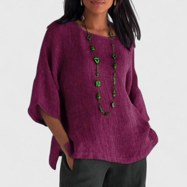 Mireille Women's Blouse | Cotton-Linen Blend, Relaxed Fit 3