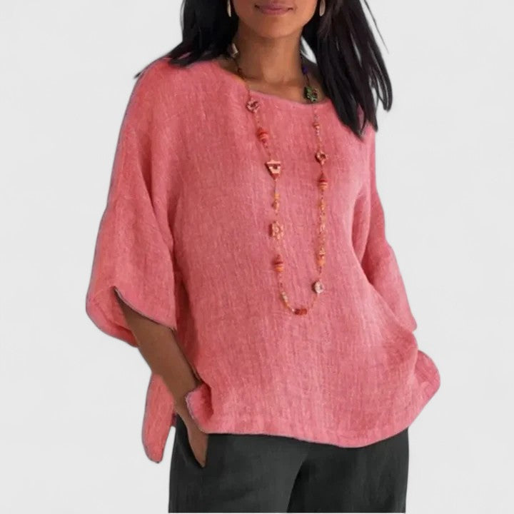 Mireille Women's Blouse | Cotton-Linen Blend, Relaxed Fit 4