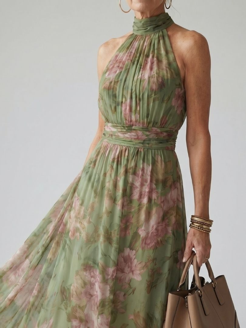 Mirelle Women's Midi Dress | Floral Halter, Lightweight Summer Style 1
