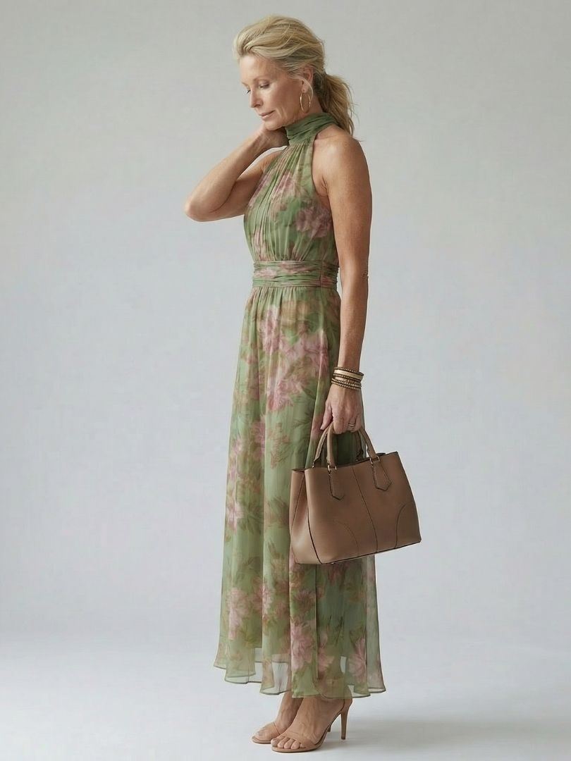Mirelle Women's Midi Dress | Floral Halter, Lightweight Summer Style 2