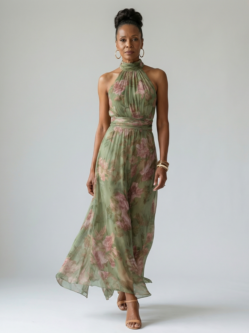 Mirelle Women's Midi Dress | Floral Halter, Lightweight Summer Style 4
