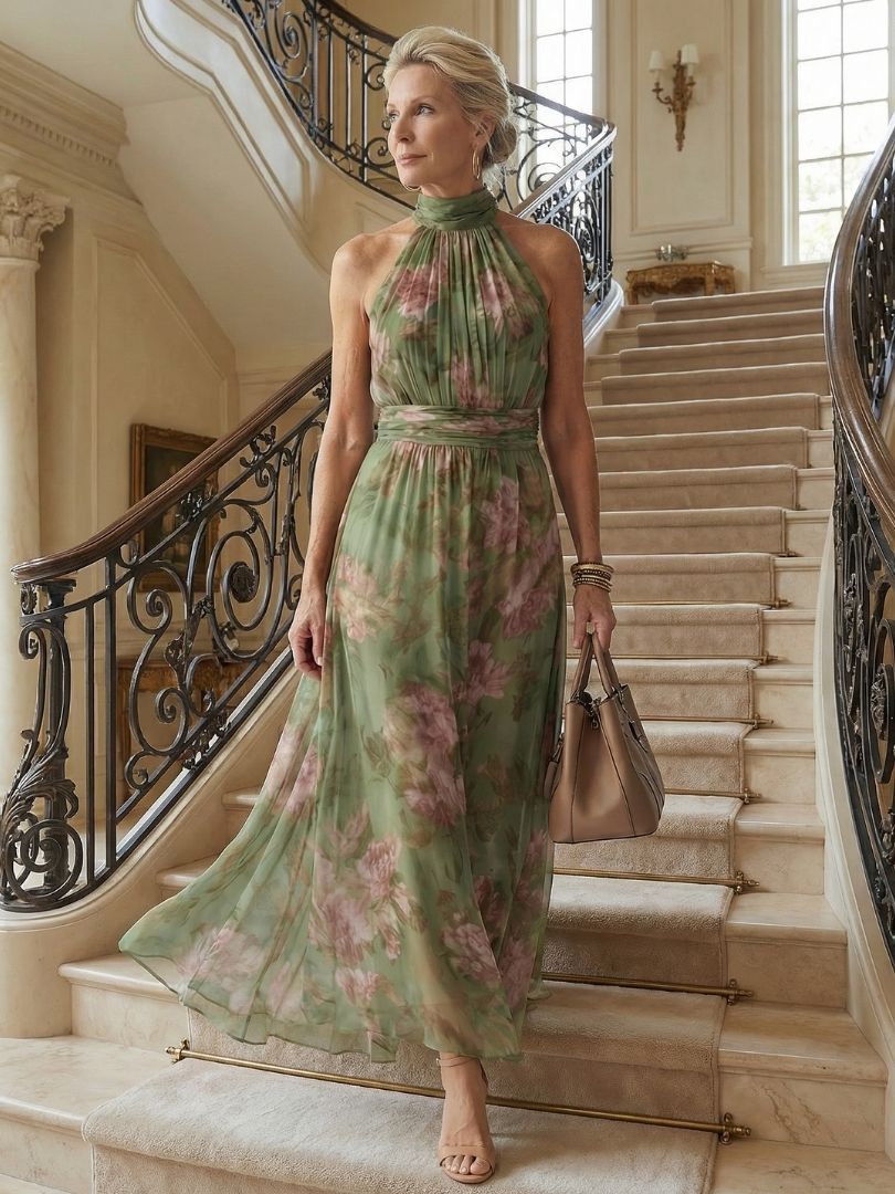 Mirelle Women's Midi Dress | Floral Halter, Lightweight Summer Style 6
