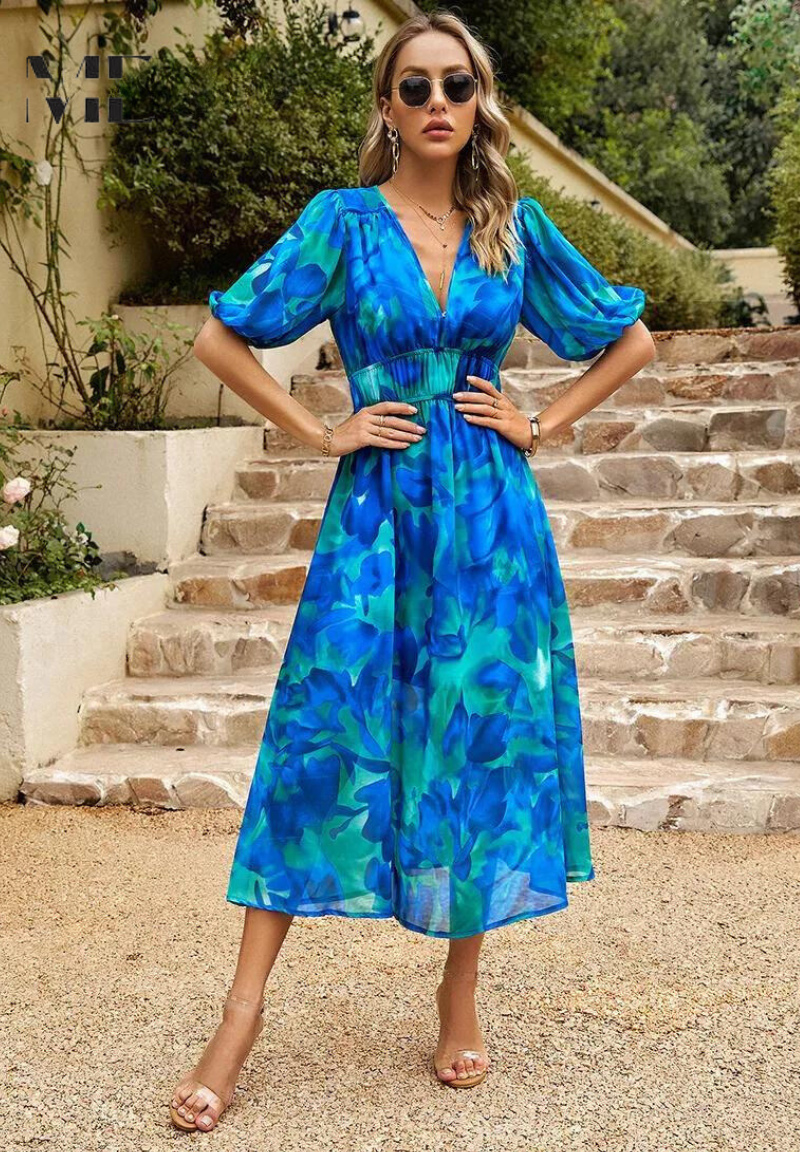 Monica Women's Dress | Lightweight Floral Design, Elegant Summer Style 11