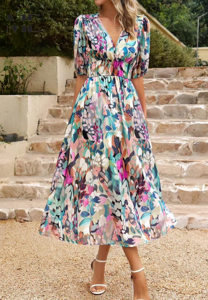 Monica Women's Dress | Lightweight Floral Design, Elegant Summer Style 3