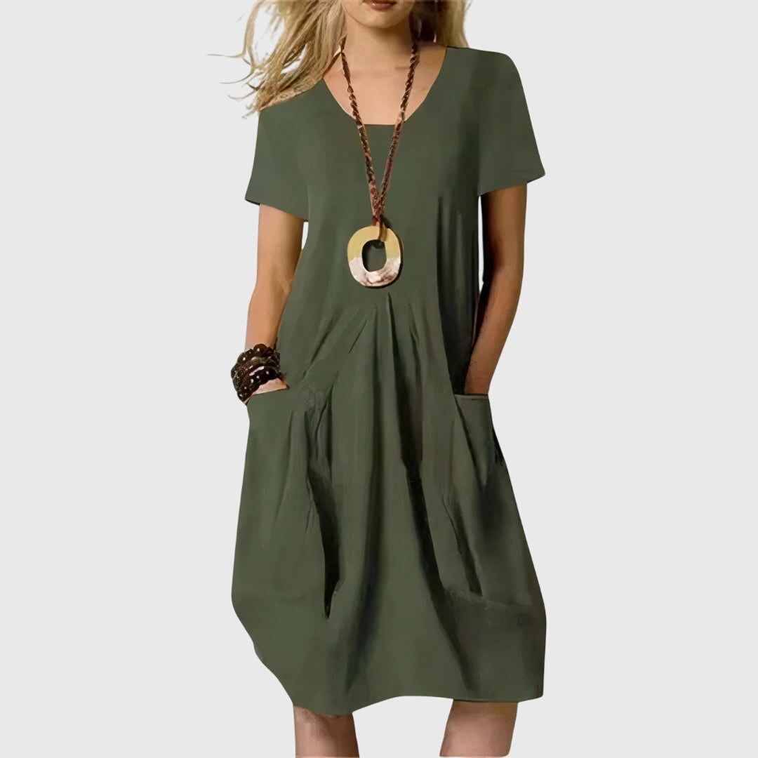 Naomi Women's Casual Dress | A-Line Design with Pockets 2