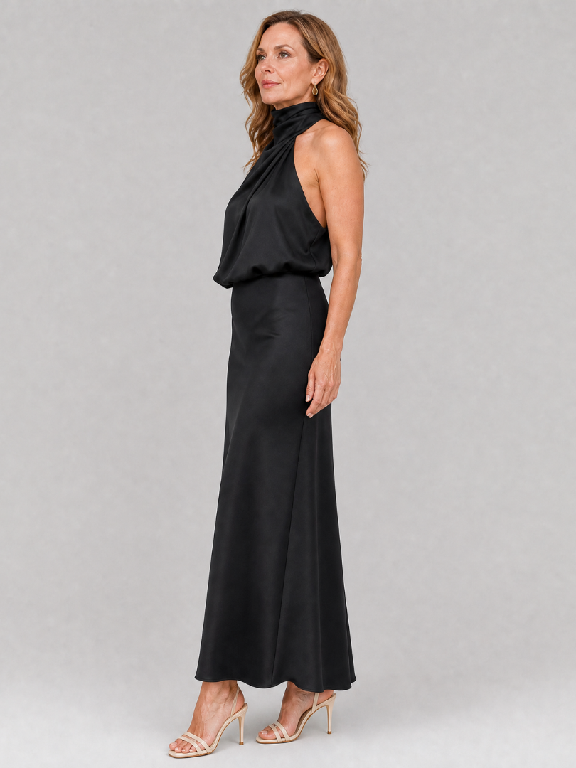 Nina Women's Midi Dress | Soft Draped Neckline, Elegant Sleeveless Design 6