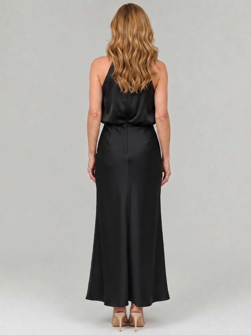 Nina Women's Midi Dress | Soft Draped Neckline, Elegant Sleeveless Design 7