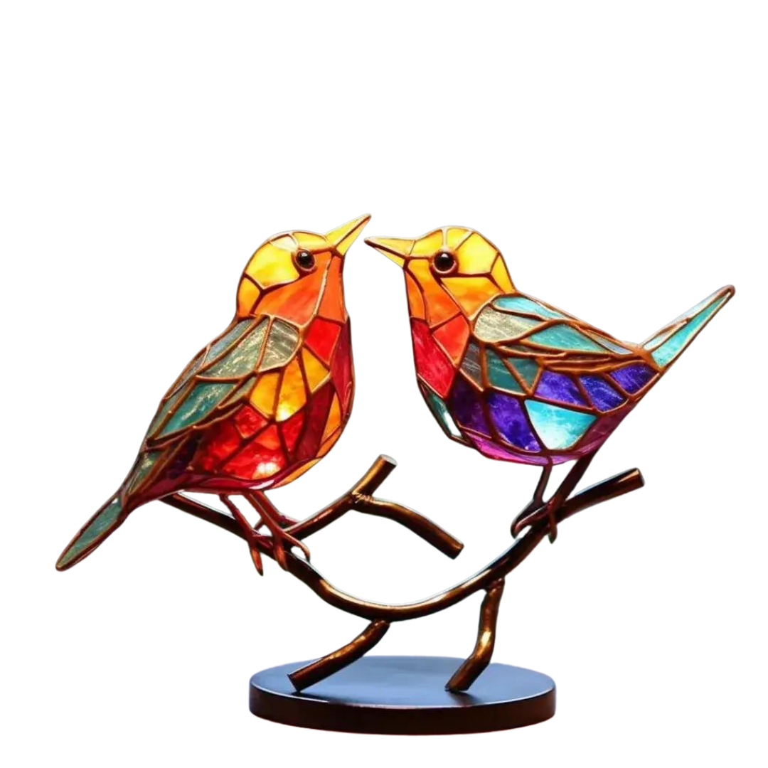 Oiseaux Colorés Sculpture Décorative | Artisans, Élégante et Vibrante 1