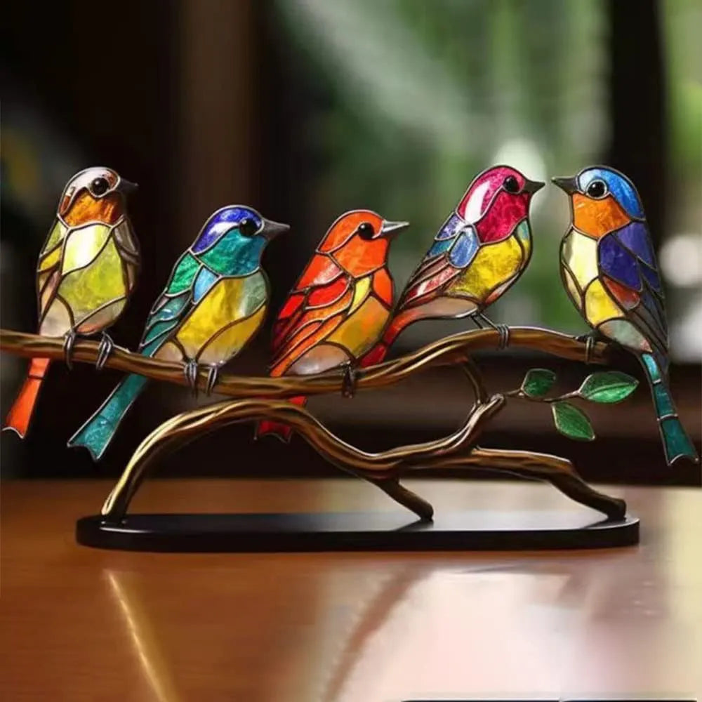 Oiseaux Colorés Sculpture Décorative | Artisans, Élégante et Vibrante 7