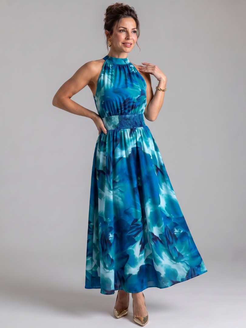 Olivia Women's Midi Dress | Lightweight Fabric, Abstract Print 4