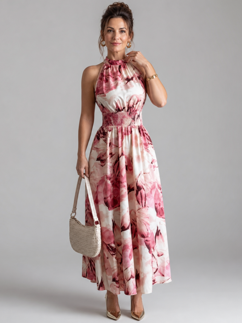 Olivia Women's Midi Dress | Lightweight Fabric, Abstract Print 5