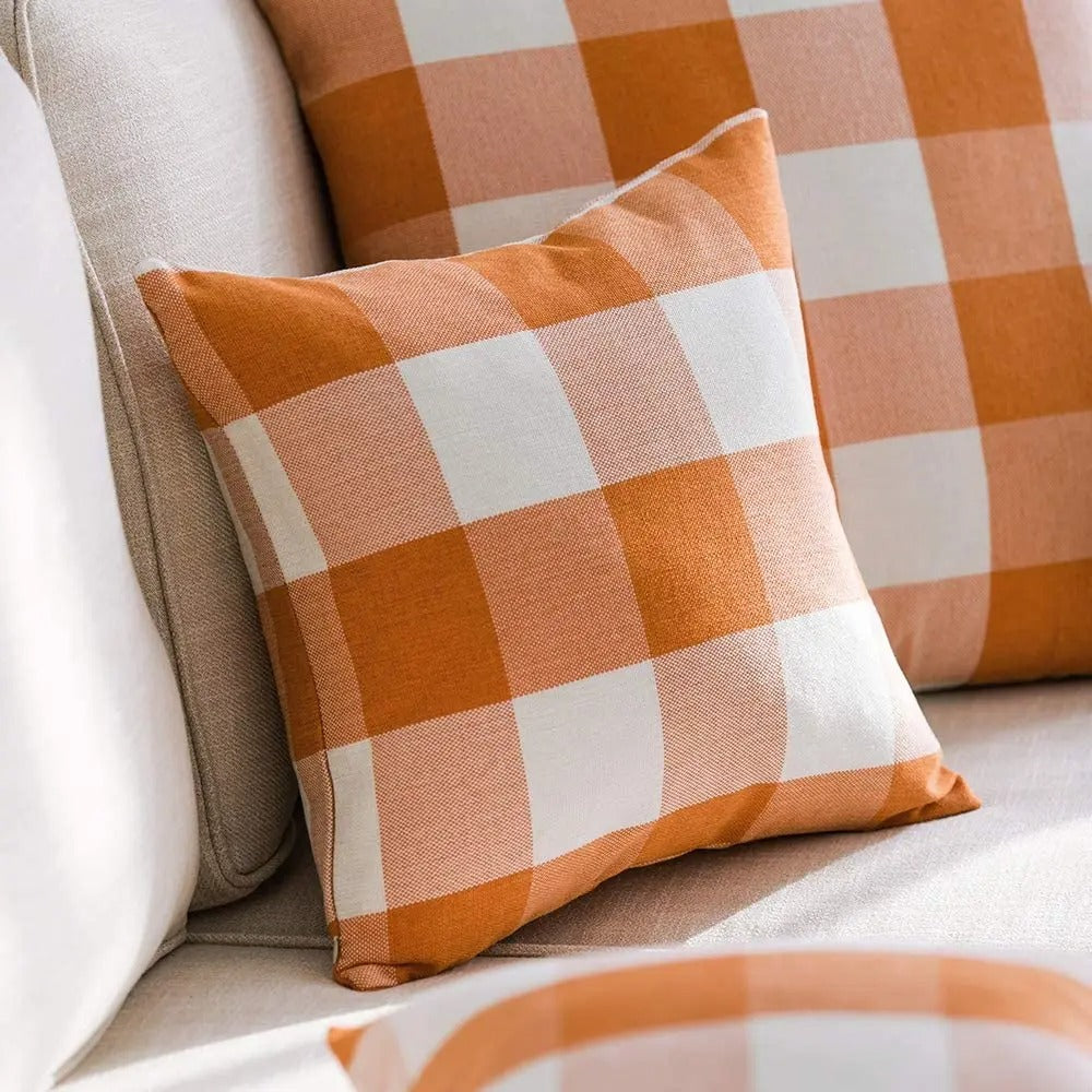 Olivier Taie d'Oreiller | Motif Carreaux Automnal, Doux en Coton-Polyester 6