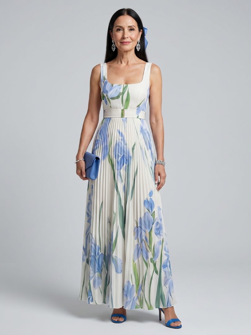 Oriana Women's Midi Dress | Floral Print, Lightweight, Sleeveless 0