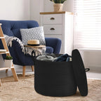 Panier de Rangement Selwyn | Corde de Coton Noir avec Couvercle, Grand Format 3