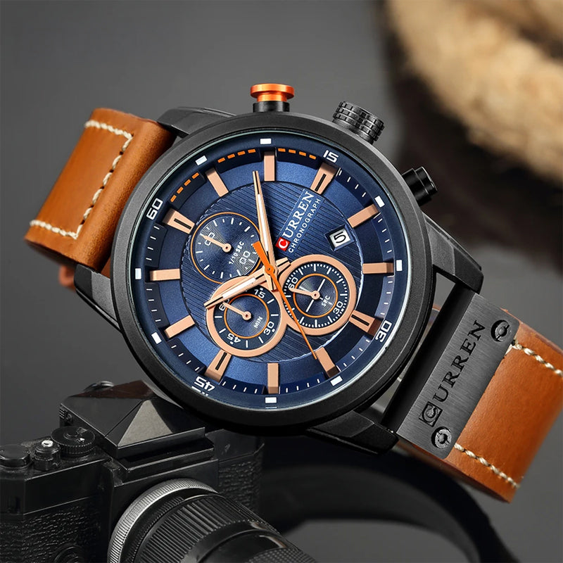 Philippe Montre Chronographe Homme | Bracelet Simili Cuir, 47 mm 0