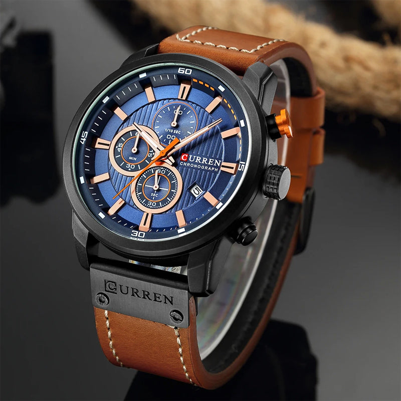 Philippe Montre Chronographe Homme | Bracelet Simili Cuir, 47 mm 1