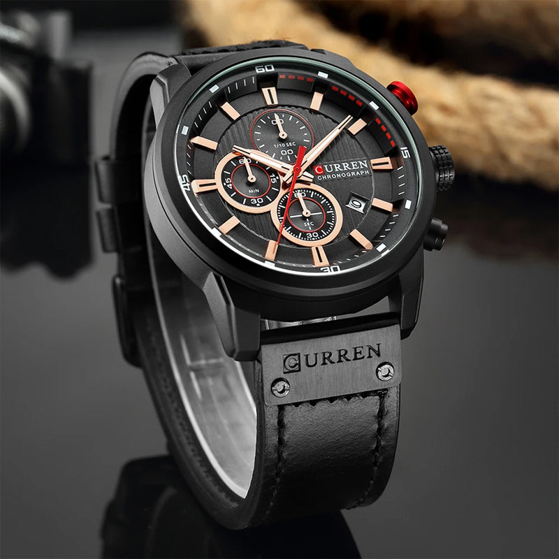Philippe Montre Chronographe Homme | Bracelet Simili Cuir, 47 mm 2