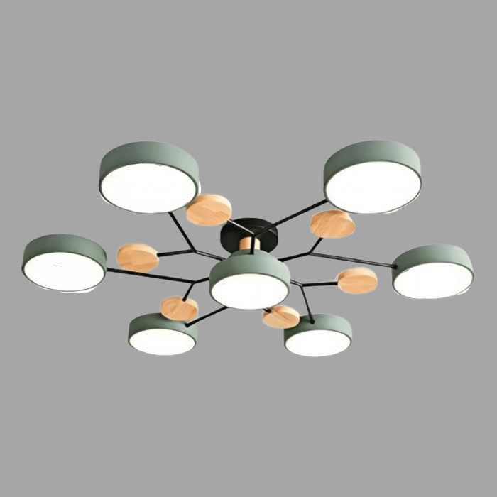 Plafonnier LED Néo | Design Scandinave Métal Bois Acrylique, Luminaire Épuré pour Salon 1