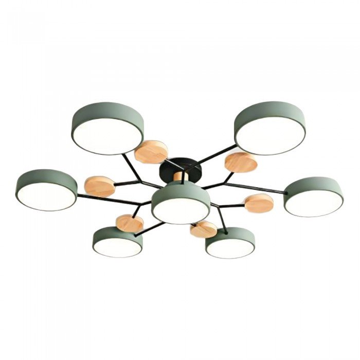 Plafonnier LED Néo | Design Scandinave Métal Bois Acrylique, Luminaire Épuré pour Salon 13