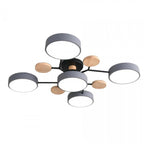Plafonnier LED Néo | Design Scandinave Métal Bois Acrylique, Luminaire Épuré pour Salon 14