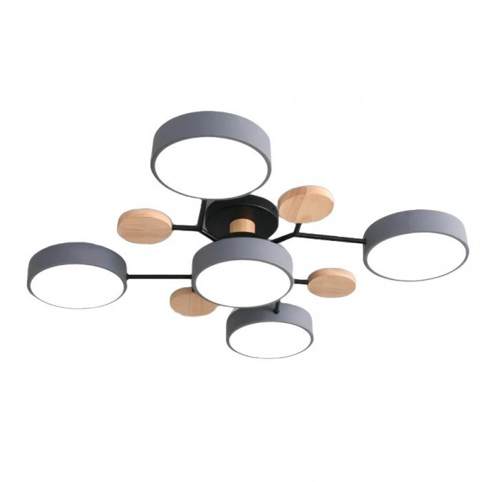 Plafonnier LED Néo | Design Scandinave Métal Bois Acrylique, Luminaire Épuré pour Salon 14