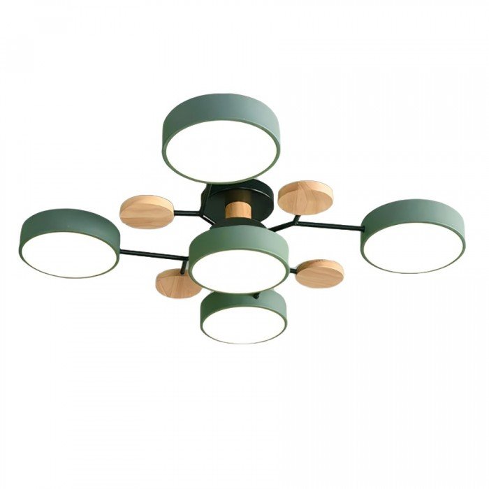 Plafonnier LED Néo | Design Scandinave Métal Bois Acrylique, Luminaire Épuré pour Salon 15