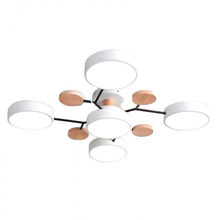 Plafonnier LED Néo | Design Scandinave Métal Bois Acrylique, Luminaire Épuré pour Salon 16