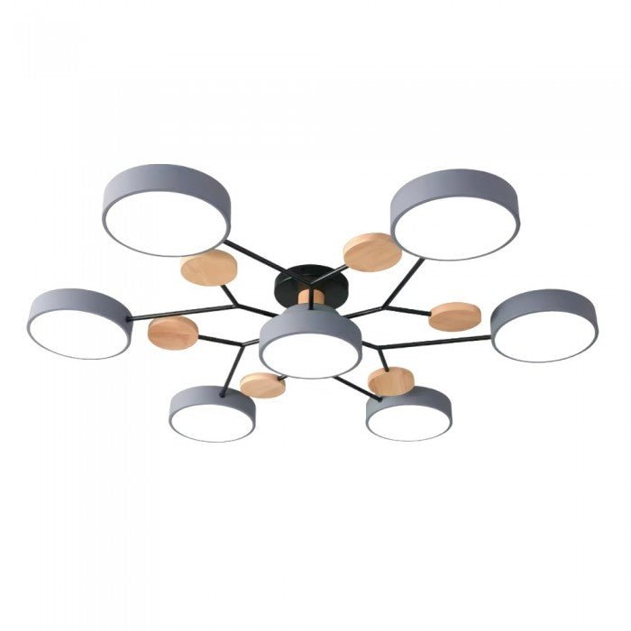 Plafonnier LED Néo | Design Scandinave Métal Bois Acrylique, Luminaire Épuré pour Salon 17