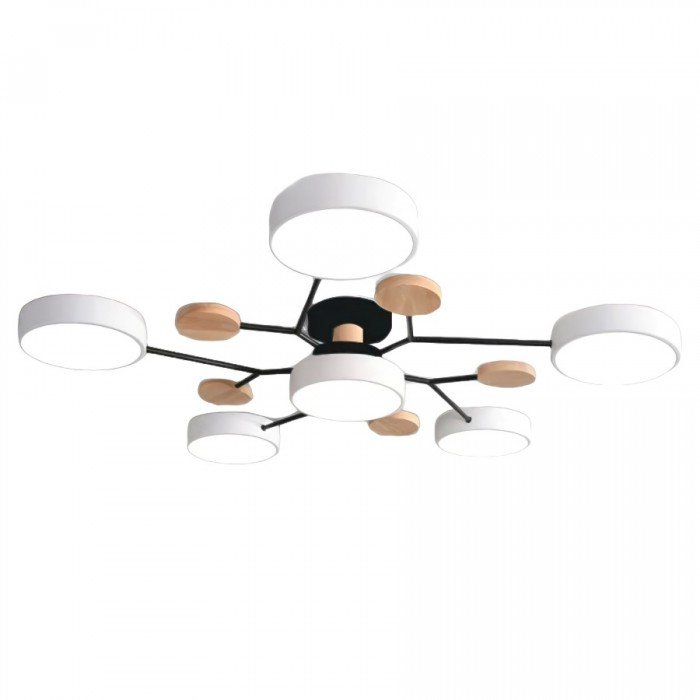 Plafonnier LED Néo | Design Scandinave Métal Bois Acrylique, Luminaire Épuré pour Salon 18