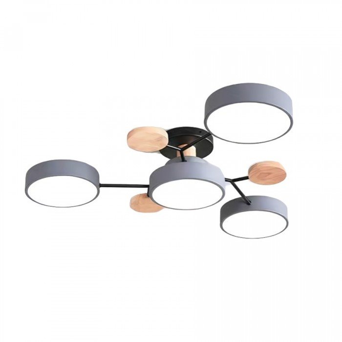 Plafonnier LED Néo | Design Scandinave Métal Bois Acrylique, Luminaire Épuré pour Salon 19