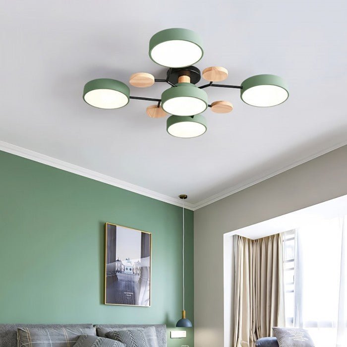 Plafonnier LED Néo | Design Scandinave Métal Bois Acrylique, Luminaire Épuré pour Salon 4