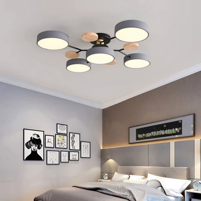 Plafonnier LED Néo | Design Scandinave Métal Bois Acrylique, Luminaire Épuré pour Salon 7