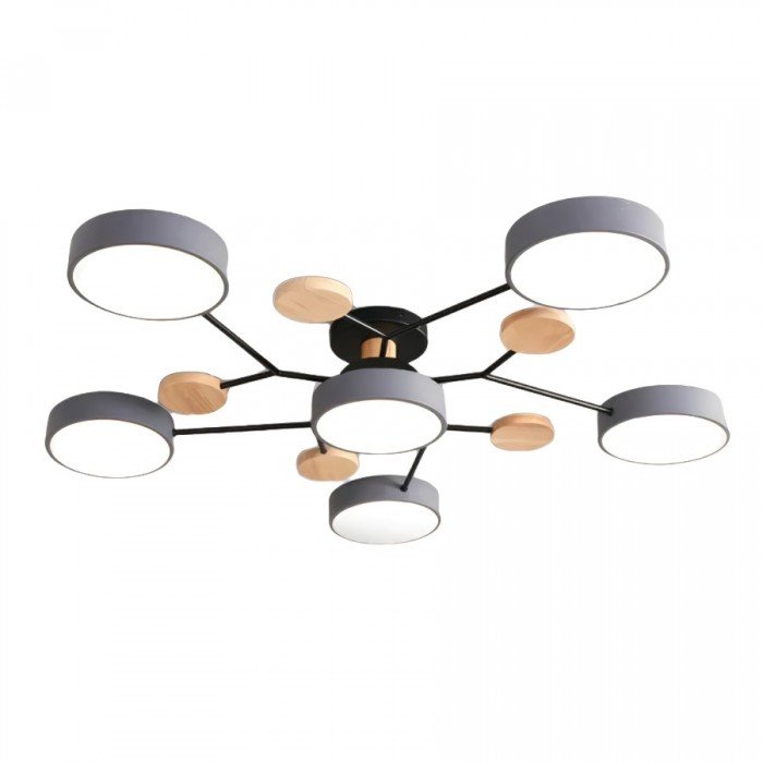Plafonnier LED Néo | Design Scandinave Métal Bois Acrylique, Luminaire Épuré pour Salon 9