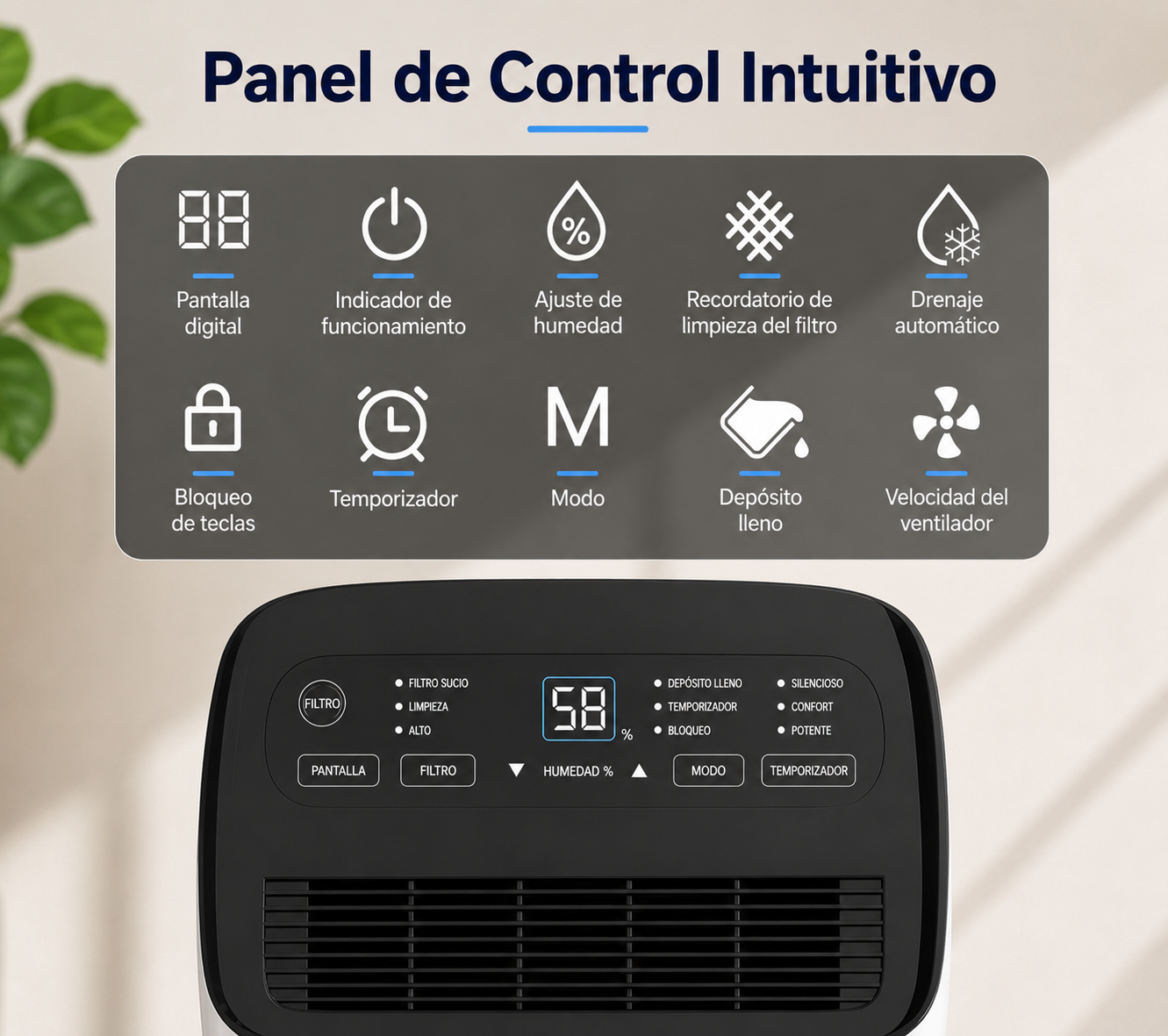 Portable Home Dehumidifier with Drainage Hose & Display 4