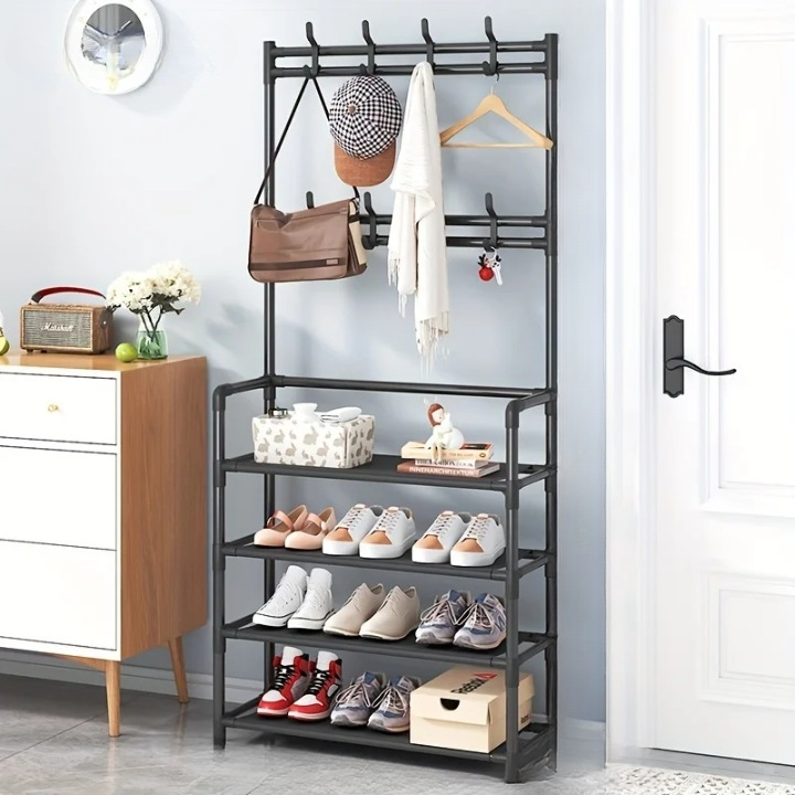Porte Manteau Sur Pied | Acier Multi-Niveaux, Rangement Chaussures 2