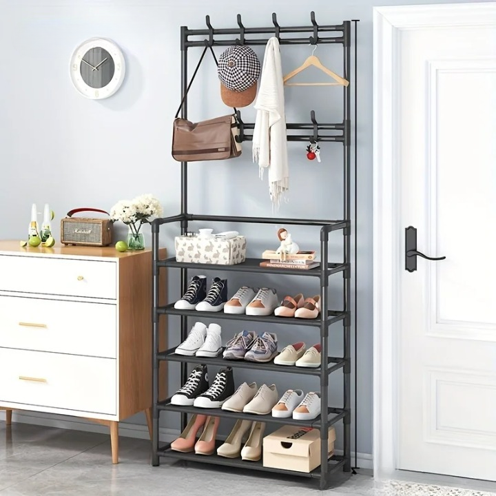 Porte Manteau Sur Pied | Acier Multi-Niveaux, Rangement Chaussures 3