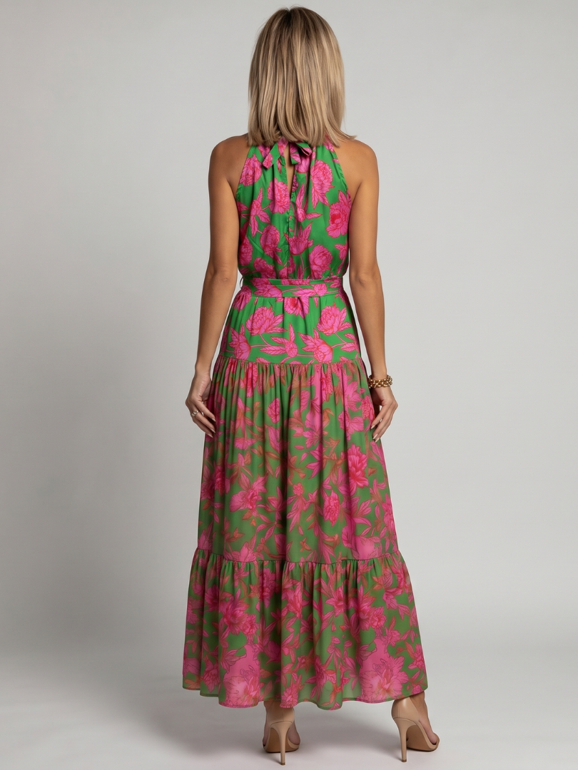 Ravishing Women's Midi Dress | Lightweight Draped Fabric, Sleeveless Halter 3