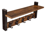 Ravora Porte-Manteaux Mural | Bois Rustique avec 5 Crochets Métalliques 0