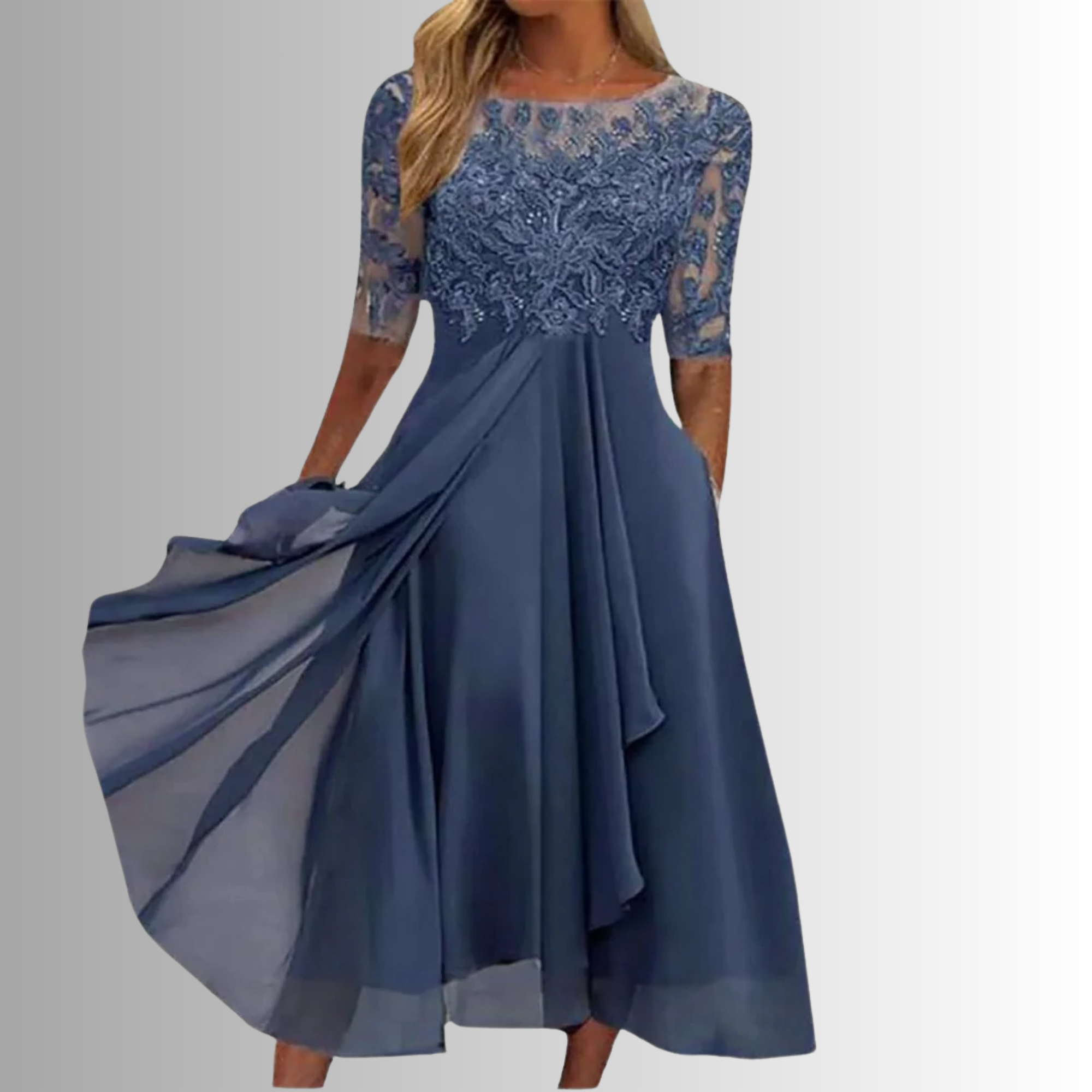 Rhonda Women's Lace Dress | Elegant Plus Size Wedding Guest Attire 0