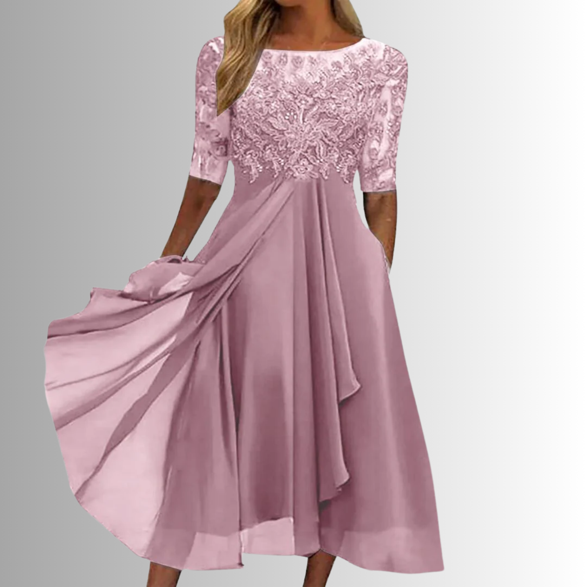 Rhonda Women's Lace Dress | Elegant Plus Size Wedding Guest Attire 1