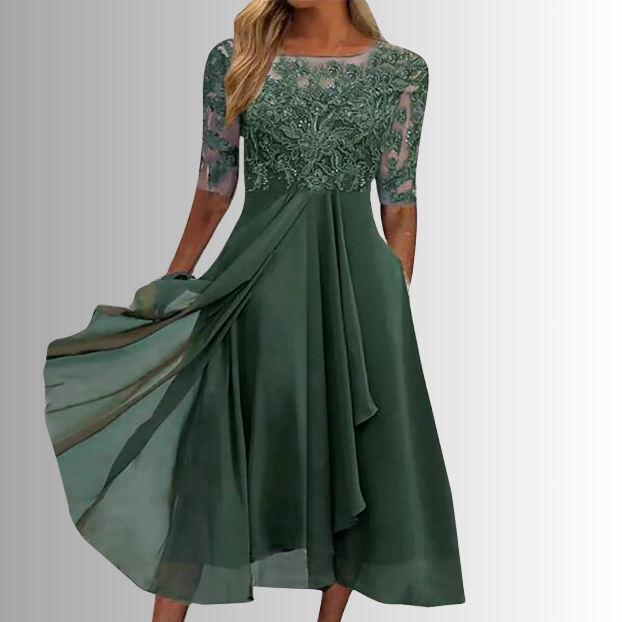 Rhonda Women's Lace Dress | Elegant Plus Size Wedding Guest Attire 3
