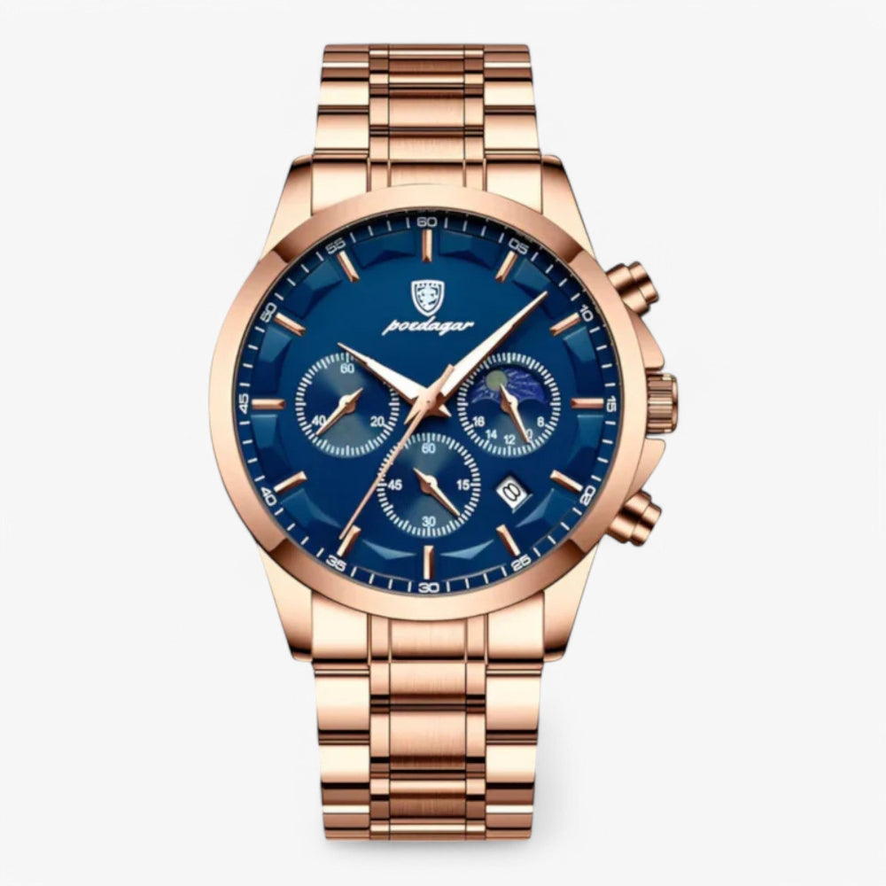 Romain Montre Chronographe Homme | Bracelet Métal, Résistante à l'eau 0