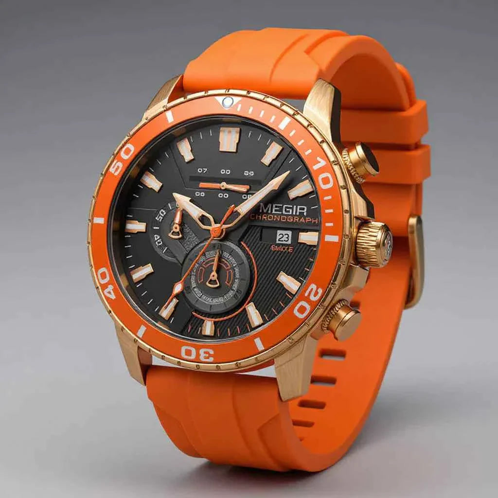 Romain Montre Chronographe Homme | Bracelet Silicone Vert Sportif 1