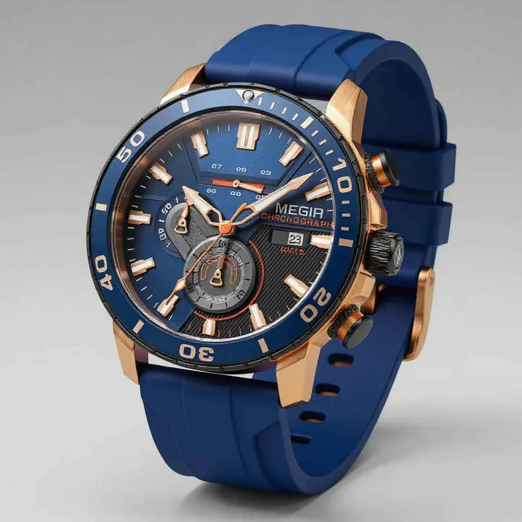 Romain Montre Chronographe Homme | Bracelet Silicone Vert Sportif 6
